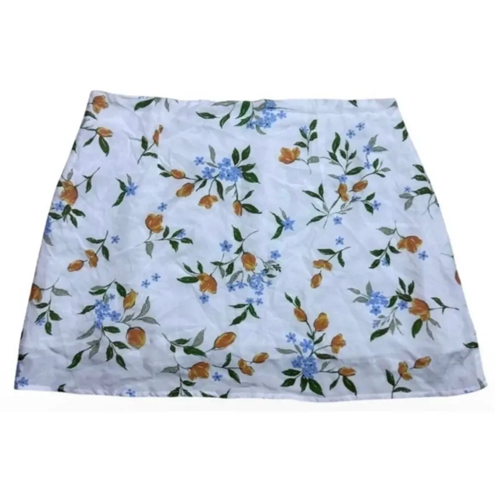 Le Lis Floral Two Piece Set Open Front Tank Top XS Mini Skirt S White Multicolor